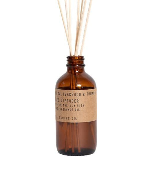 P.F. Candle Co. Teakwood & Tobacco Classic Scented Rattan Reed Diffuser 3.5 oz
