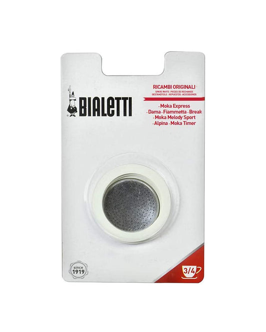 Bialetti 6600 Set of 3 Gaskets and 1 Filter Replacement for Moka 3-4 Cup
