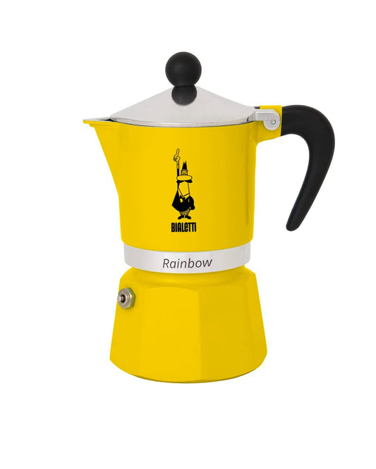 Bialetti 4983 Rainbow Stovetop Espresso Maker, Yellow 6 Cups