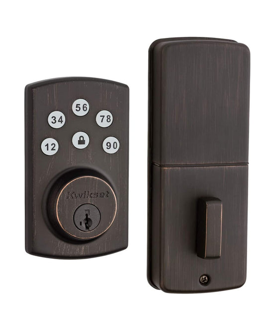 Kwikset 99070-103 Powerbolt 2 Electronic Single Cylinder Keyless Entry Deadbolt Venetian Bronze